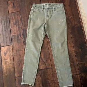 Mossimo - 2 26R high rise jegging crop jean denim sage green distressed